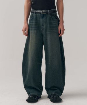 스톤워시드 벌룬핏 데님팬츠 [페이드블루]