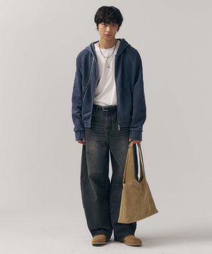 니들워크 피그먼트 후드 집업 [블루]