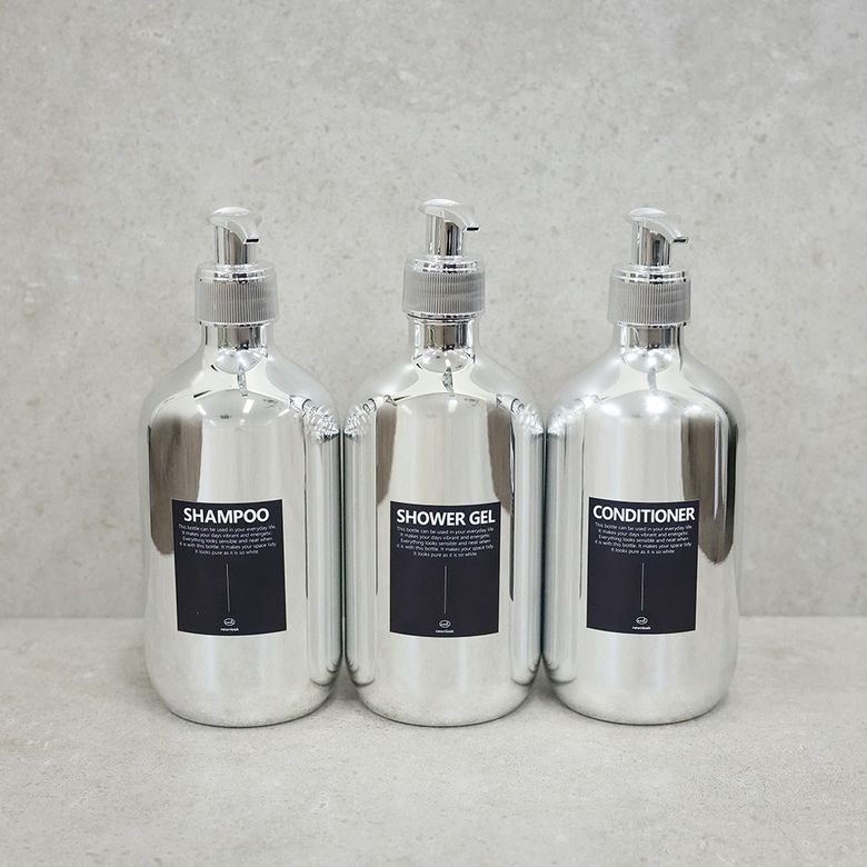 [3pack] 원형 디스펜서 리필용기 호텔디스펜서 실버 샴푸공병 500ml