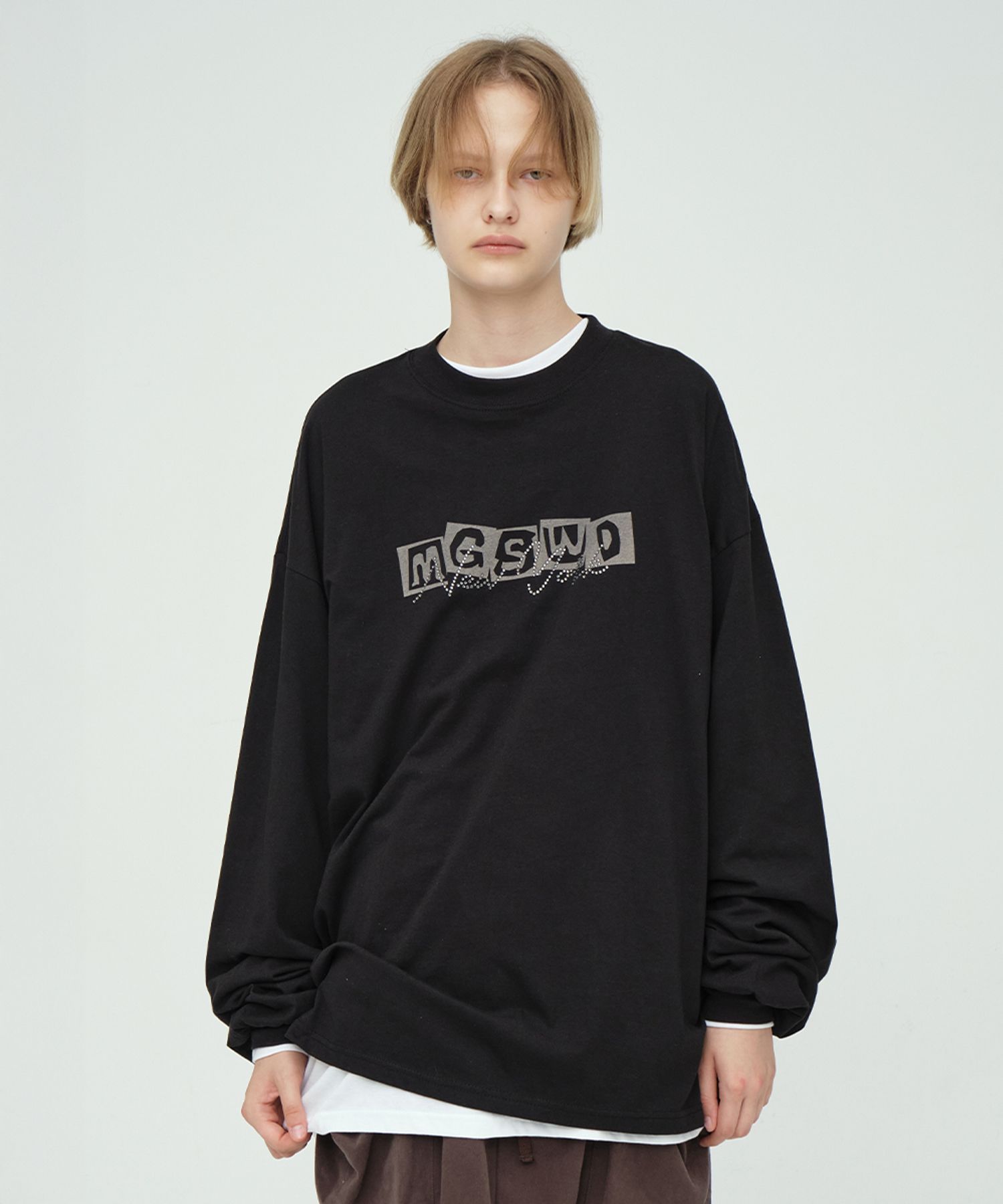 MUSINSA | MARGESHERWOOD NEW YORK CRYSTAL-CUT LONG SLEEVE_black