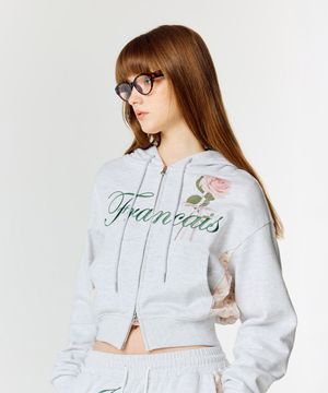 L15 ROSE CROP HOOD ZIP-UP(MELANGE)