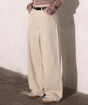 소프트 코듀로이 와이드 코튼 팬츠 크림