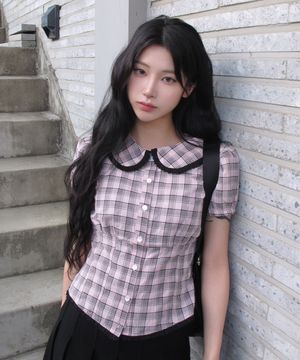 L15 CHECK PUFF SHIRT(PINK)