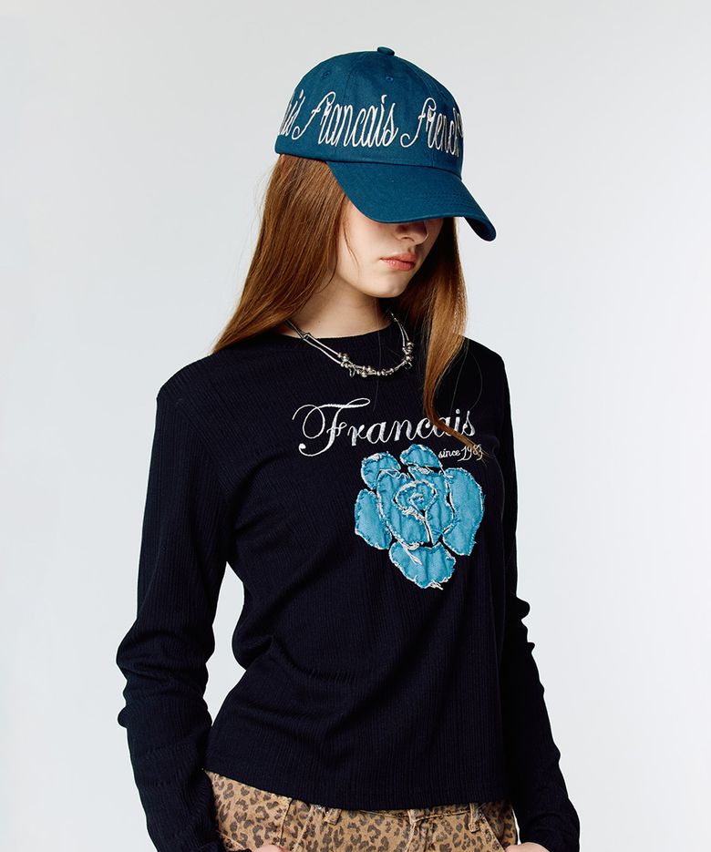 L15 ROSE PATCH T-SHIRT(BLACK)