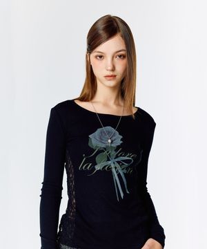 L15 LACE SLIM T-SHIRT (BLACK)