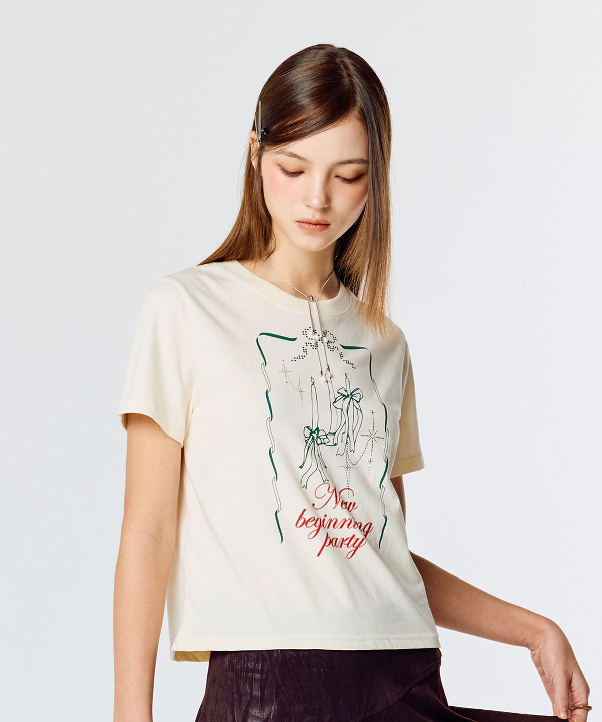 라티젠(LARTIGENT) L15 PARTY INVITATION T-SHIRT(CREAM)