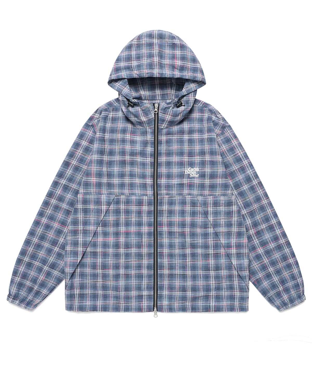 카비시(CAVISH) HOODED CHECK WIND BREAKER BLUE(CV2FSUB962A)