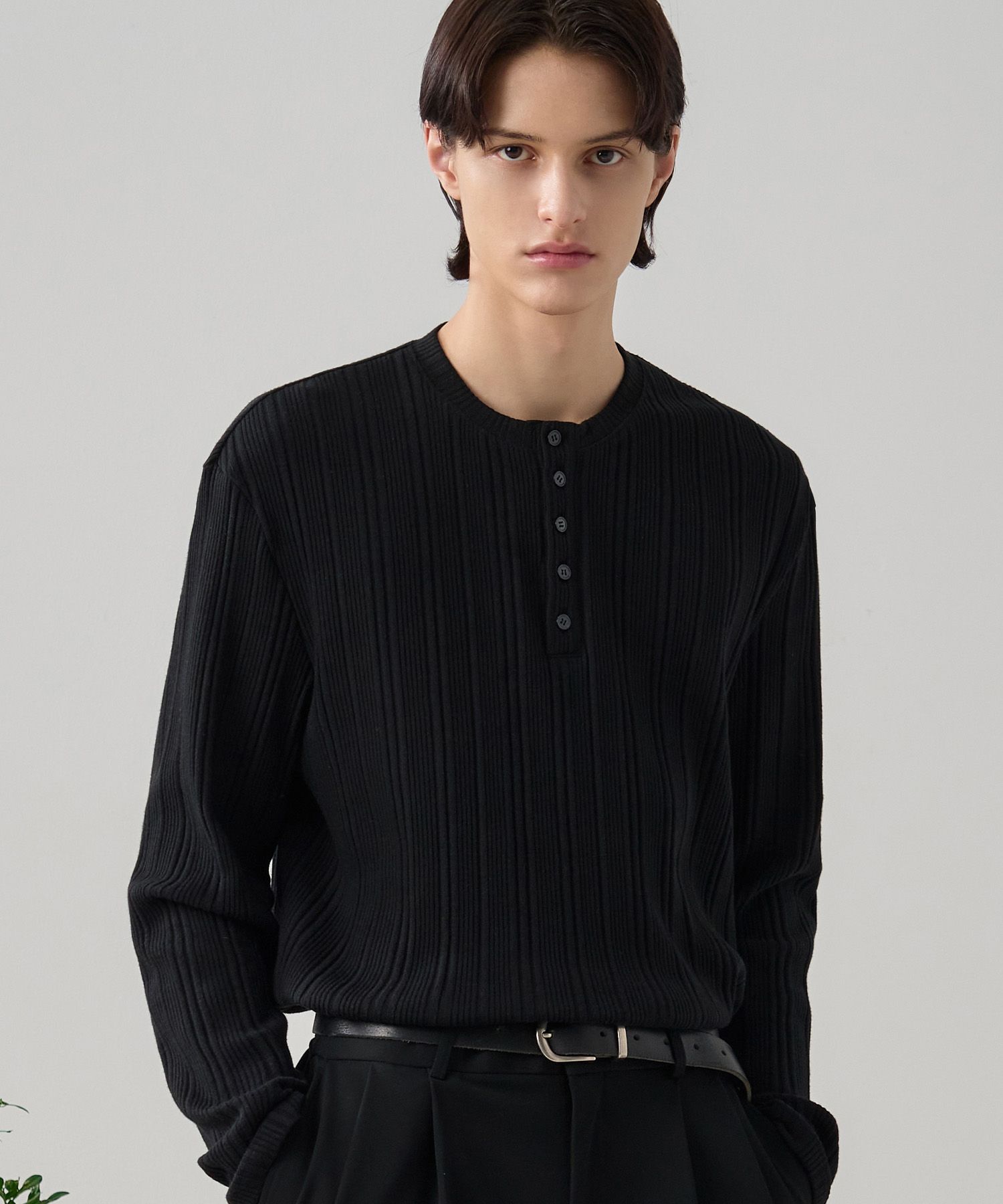 F*7様 DOLCE&GABBANA リブニット ヘンリーネック ブラック MUSINSA公式 | DRAW FIT リブヘンリーネックTシャツ[ブラック]