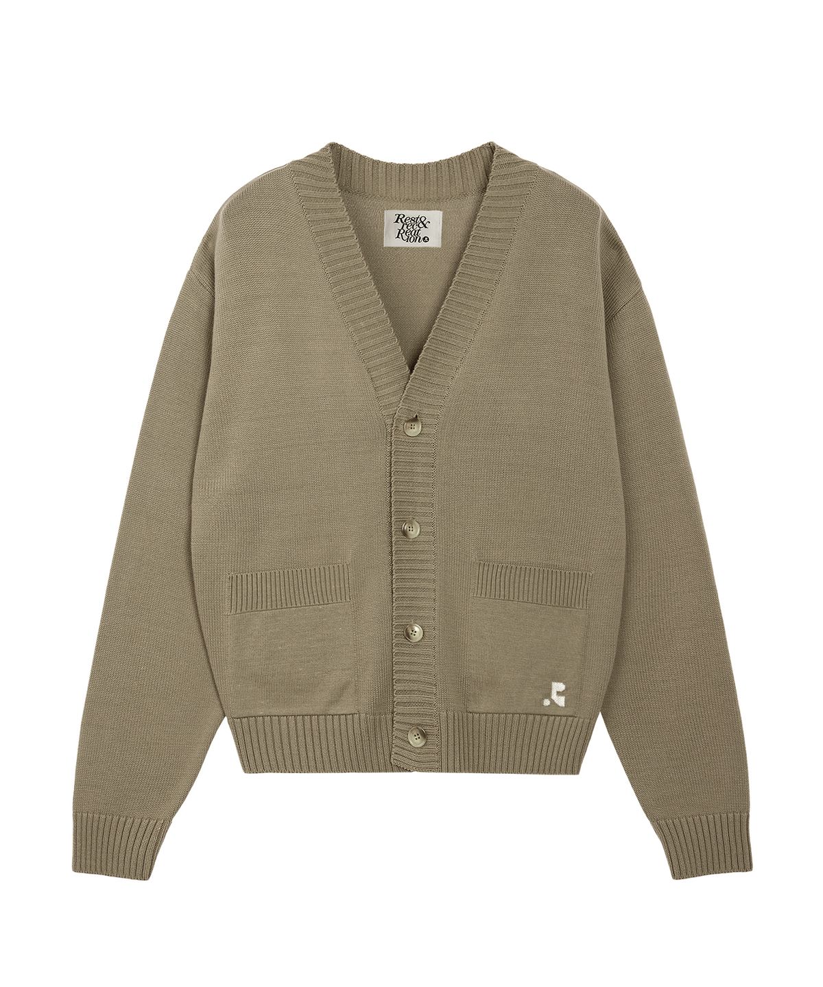 레스트앤레크레이션(REST&RECREATION) V-NECK KNIT CARDIGAN - KHAKI BROWN