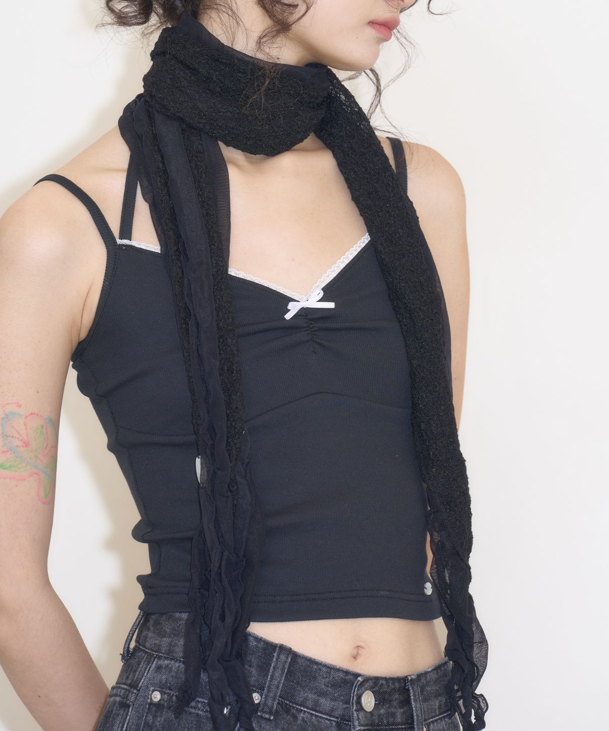 일리고(ILLIGO) 레이어드 스커트 머플러 블랙