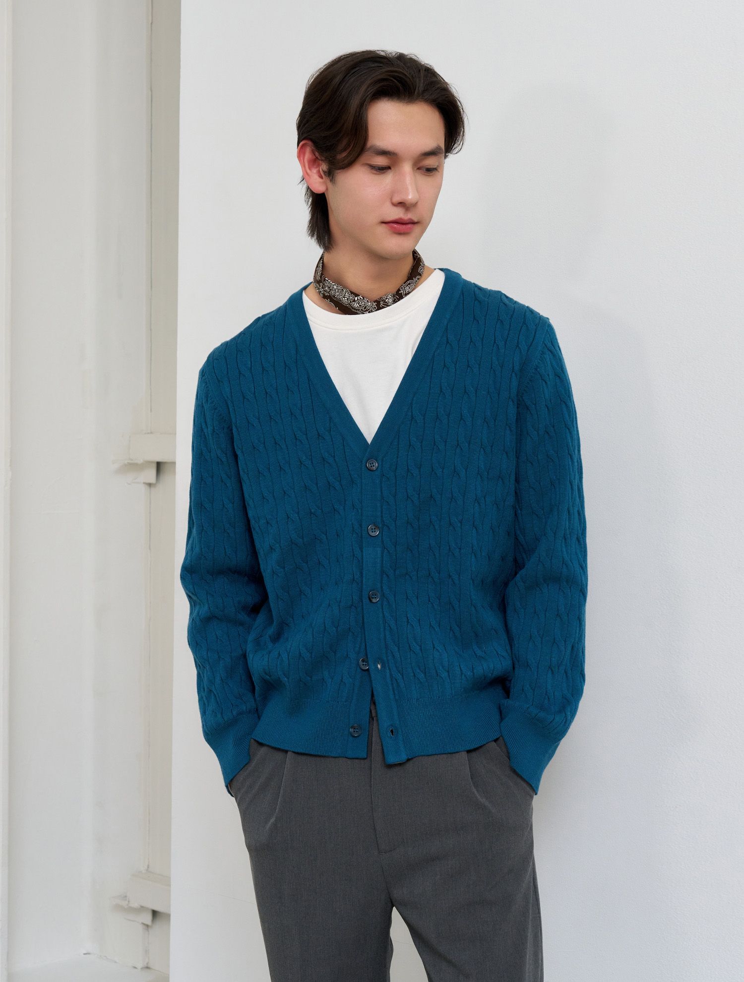 ★GENERAL IDEA★ MAN Essential Minimal Cable V-Neck Cardigan MUSINSA | GENERAL IDEA MAN Essential Minimal Cable V-Neck