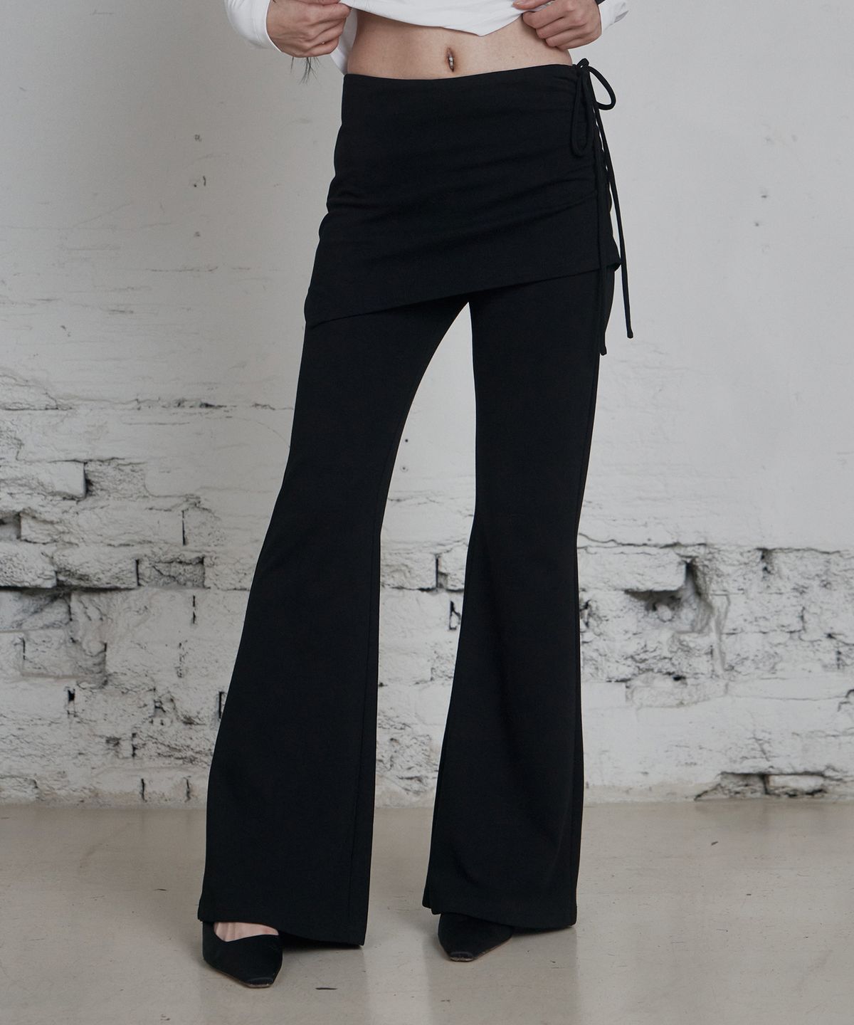 큐리티(CURETTY) C LAYERED SKIRT PANTS_BLACK