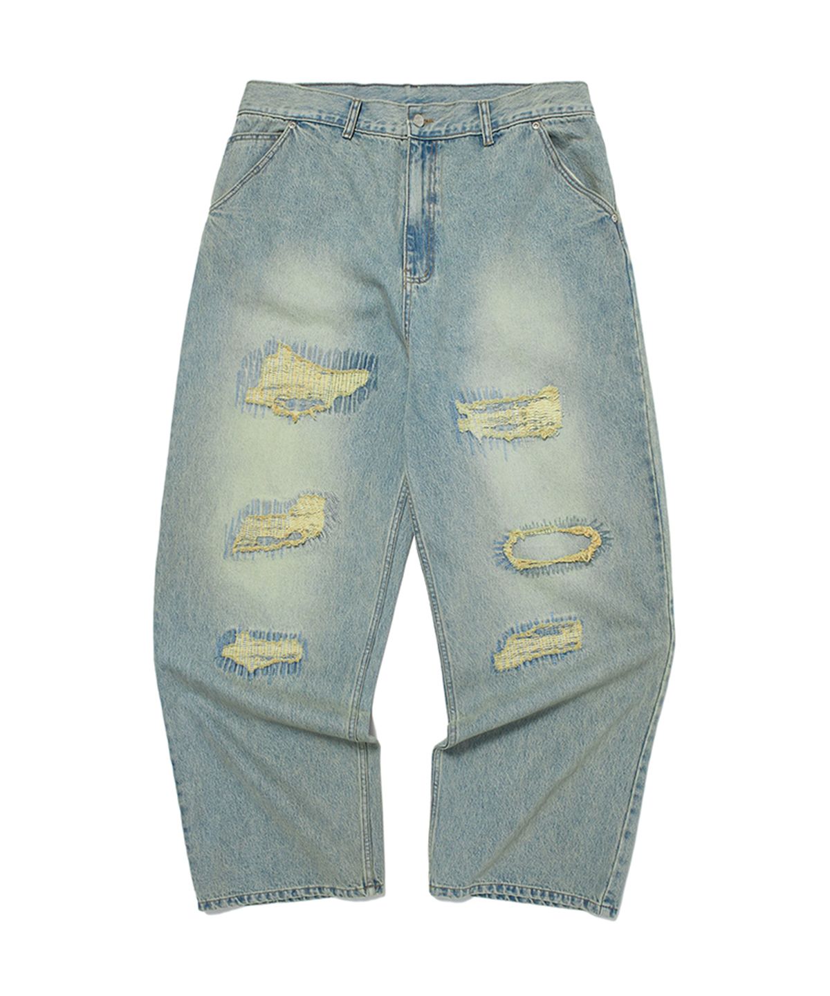 위캔더스(WKNDRS) STITCH DISTRESSED PANTS (S.DENIM)