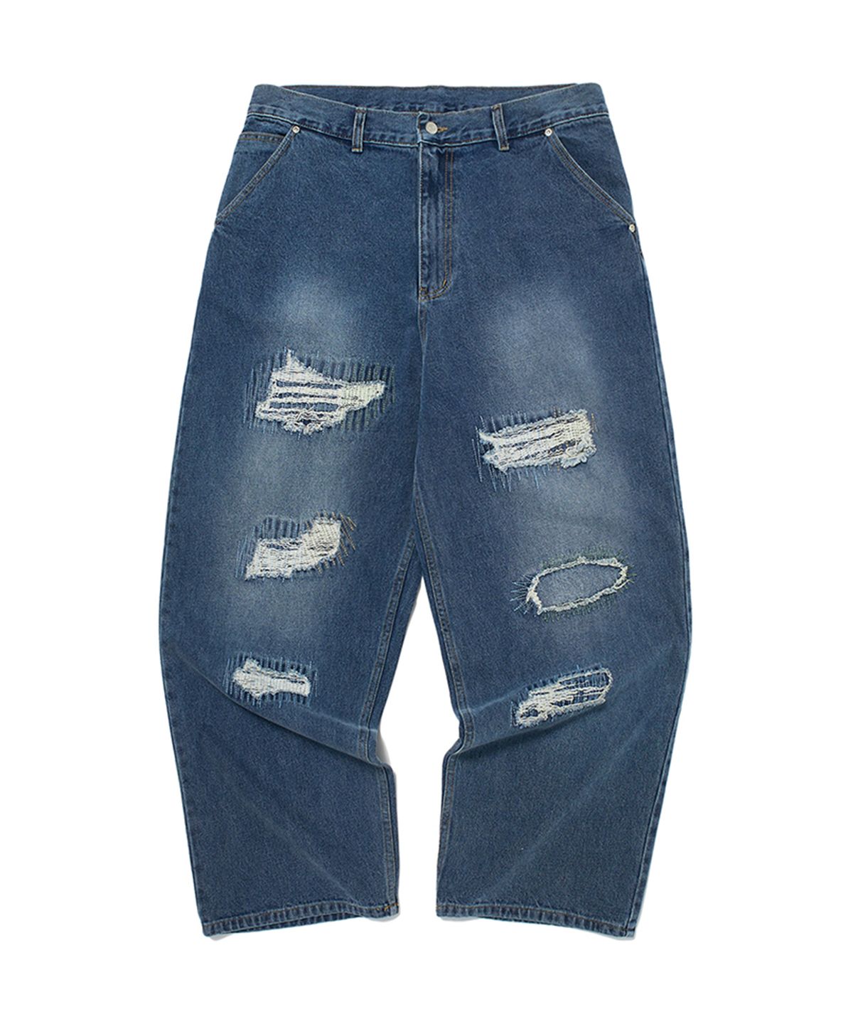 위캔더스(WKNDRS) STITCH DISTRESSED PANTS (DENIM)