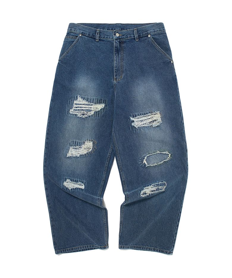 STITCH DISTRESSED PANTS (DENIM)