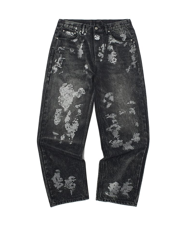 SKULL COATED DENIM PANTS (BLACK)