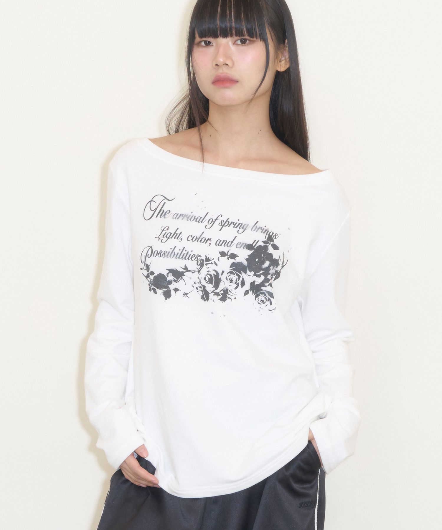 MUSINSA | ILLIGO Vintage Rose Long Sleeve White