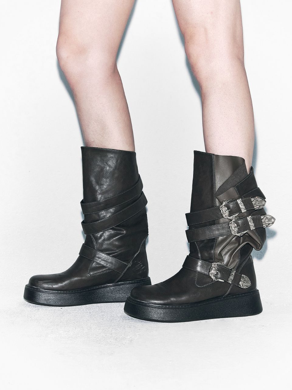 ロングブーツ Leey WESTERN BUCKLE FOLDING BOOTS DARK KHAKI MUSINSA | L.E.E.Y WESTERN BUCKLE FOLDING BOOTS DARK KHAKI