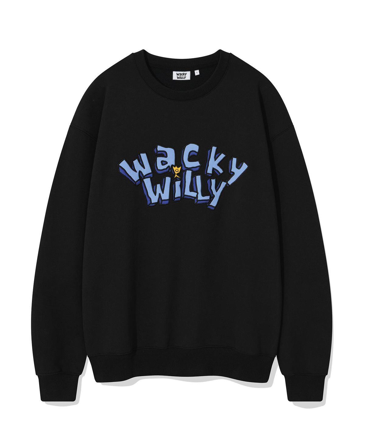 와키윌리(WACKY WILLY) 타이포 그래픽 원포인트 맨투맨 블랙