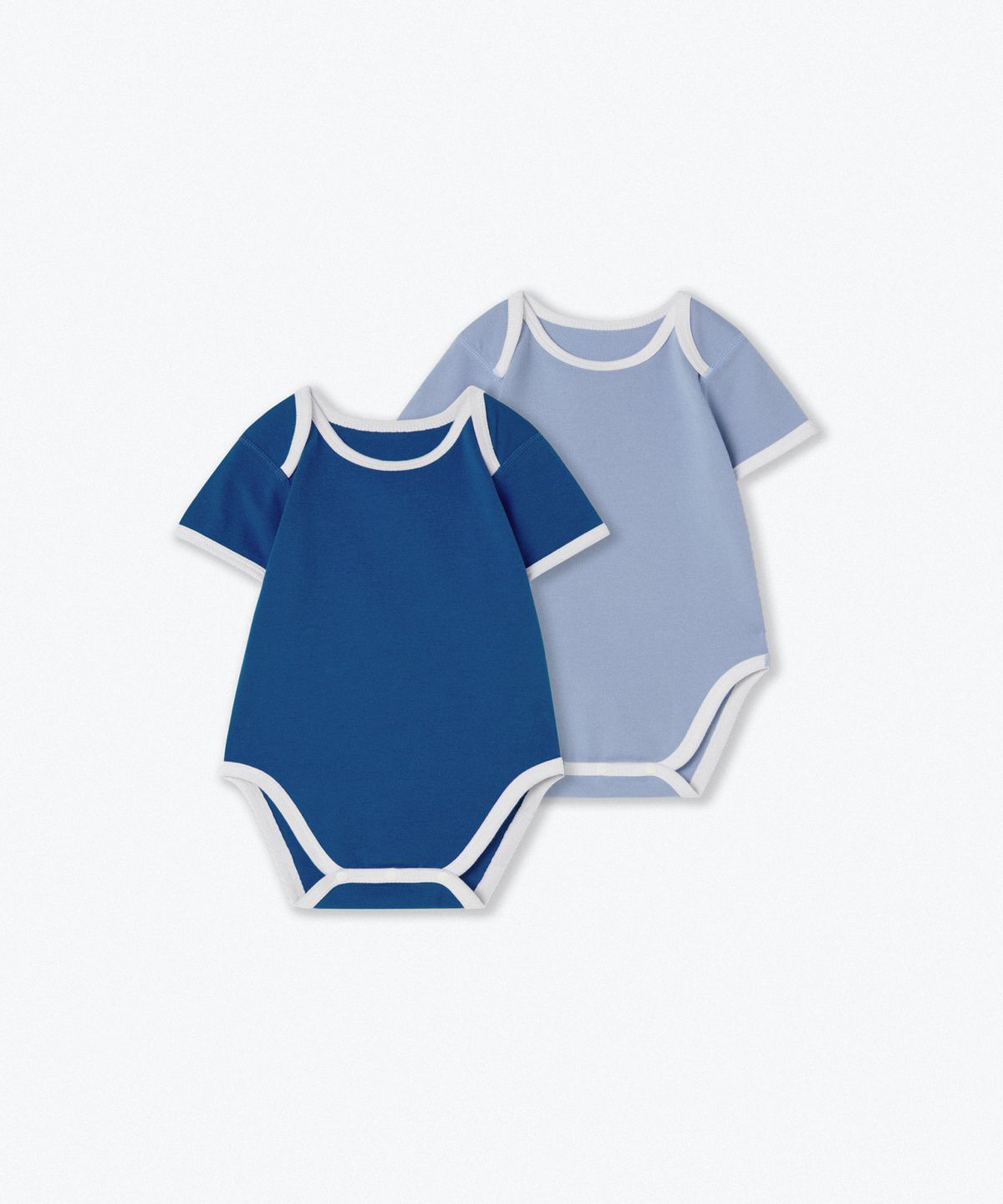 무신사 스탠다드 키즈(MUSINSA STANDARD KIDS) 베이비 링거 반소매 바디수트 2팩 [블루/파스텔 블루]