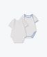 베이비 링거 반소매 바디수트 2팩 [화이트/화이트 파스텔 블루]