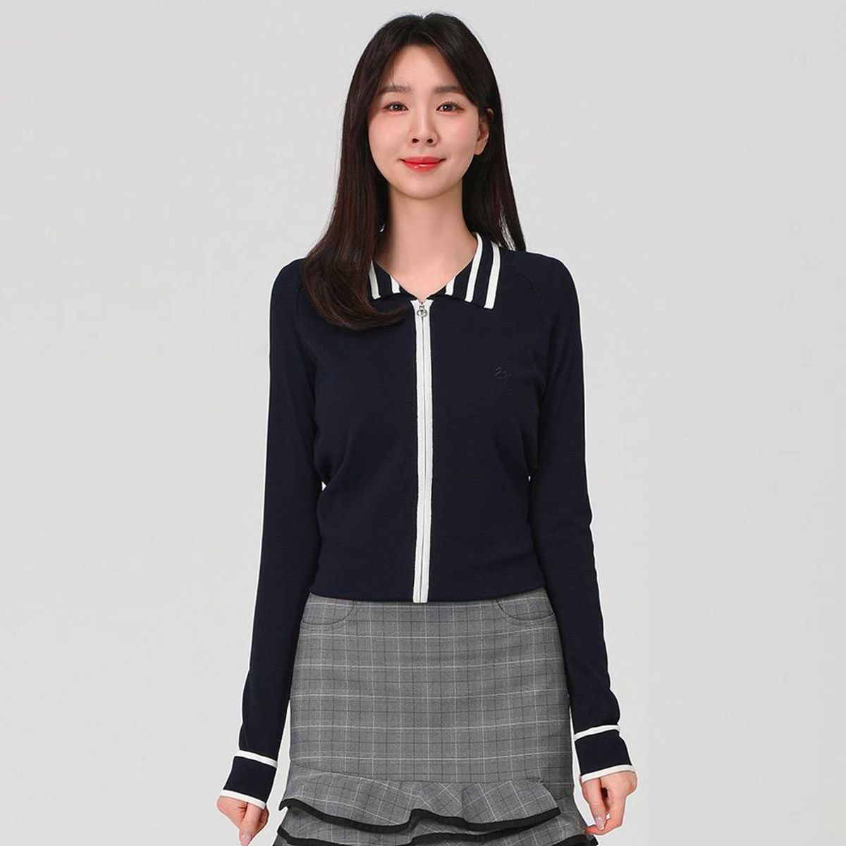 엘르골프(ELLE GOLF) 여성 폴로형 풀집업 가디건_6I23701