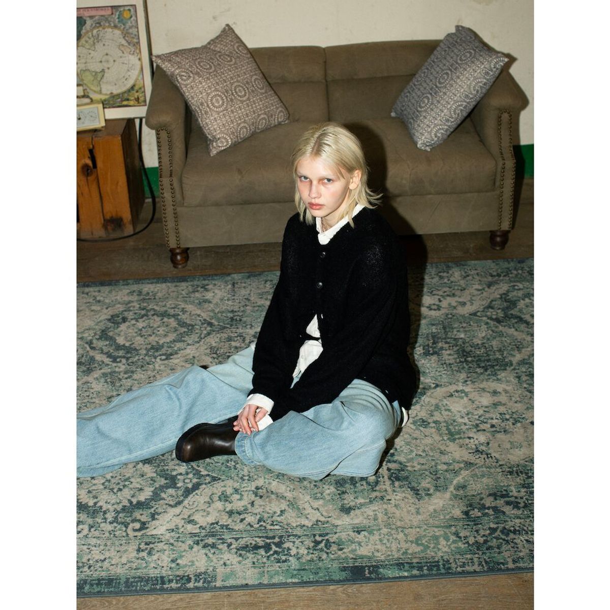 샌드 사운드(SAND SOUND) Solid UNeck Cardigan  Black