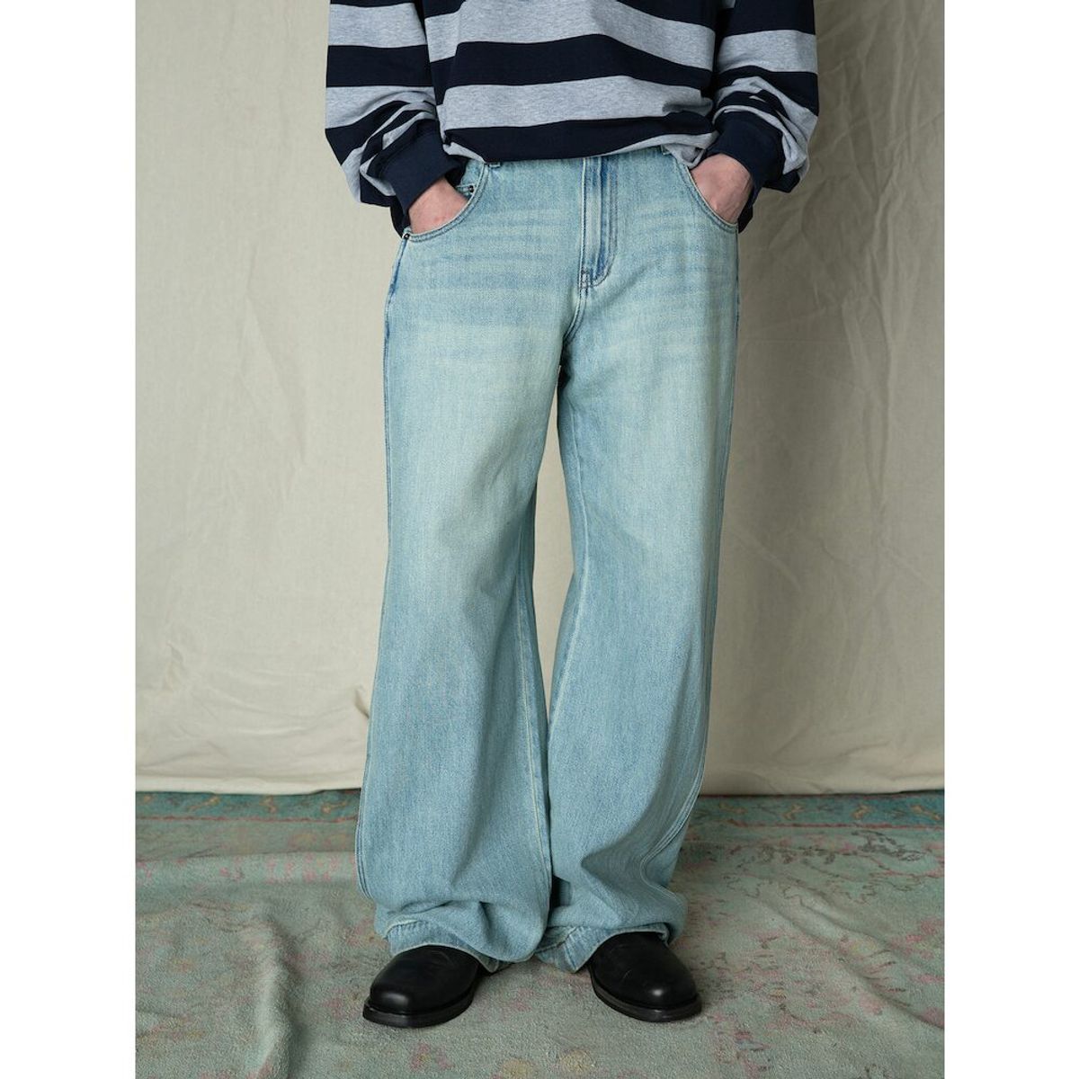 샌드 사운드(SAND SOUND) Gather Wide Denim Pants  Sky Blue