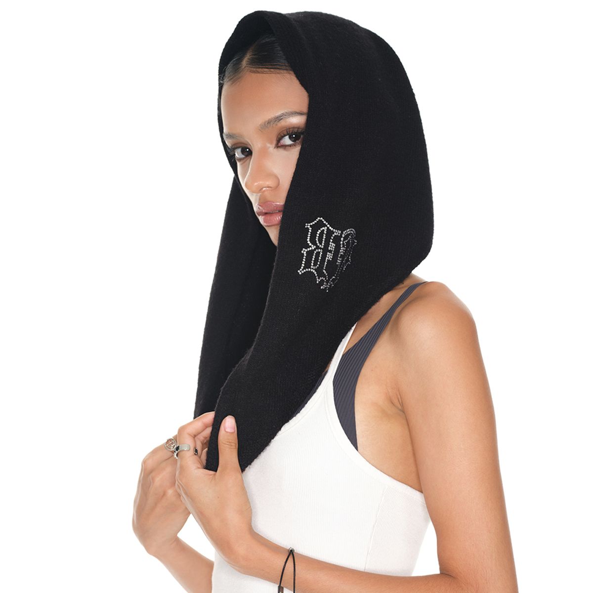 블랙 퍼플(BLACK PURPLE) BP 크리스탈 멀티 니트 스카프 BP Crystal Multi Knit Scarf