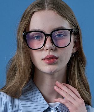 긱시크 오버사이즈 빅 뿔테 라운드스퀘어 블루라이트 차단 안경 [BKBG]