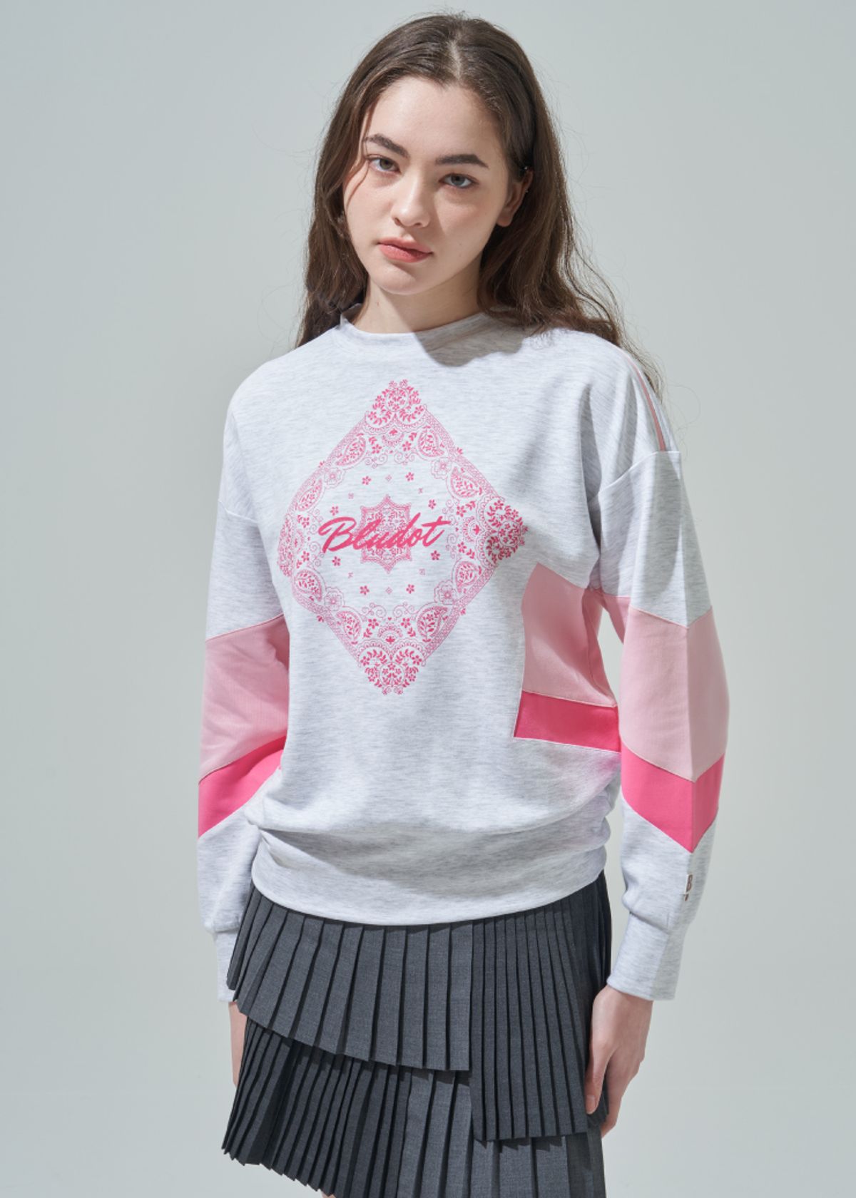 블루닷(BLUDOT) 반다나 컬러블록 라운드셔츠_XM