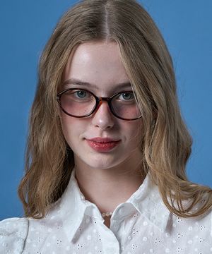 WOMEN 레이어드 뿔테 레오파드 라운드 블루라이트 차단 안경 [RPRB]