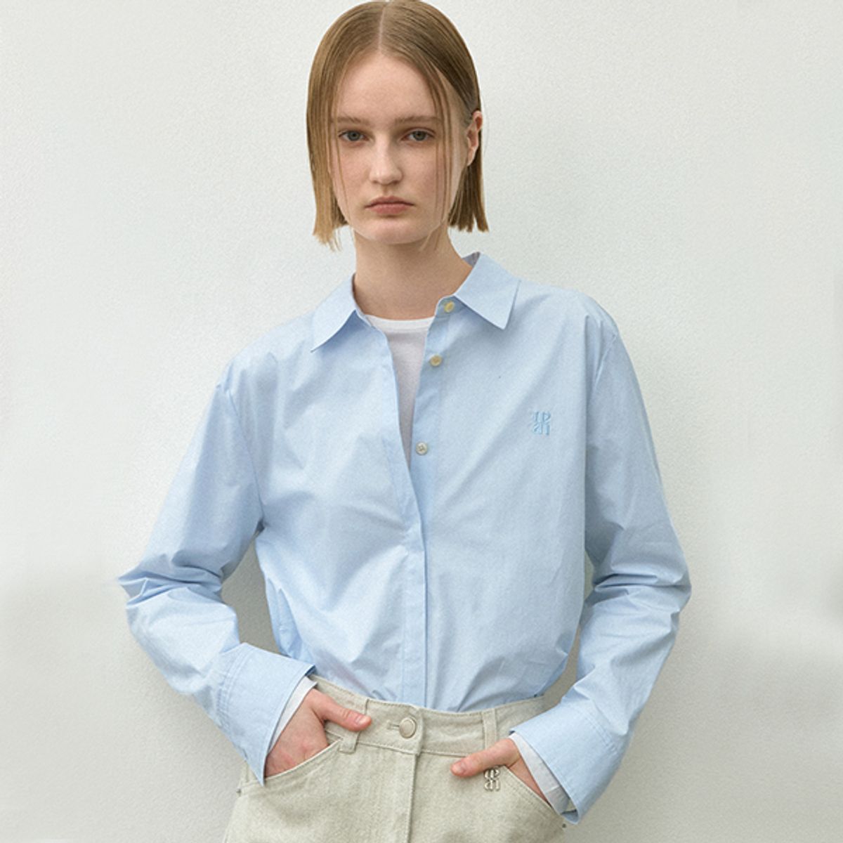 아틀리에 나인(ATELIER NAIN) ESSENTIAL SIMPLE COTTON SHIRT(BL-4304)