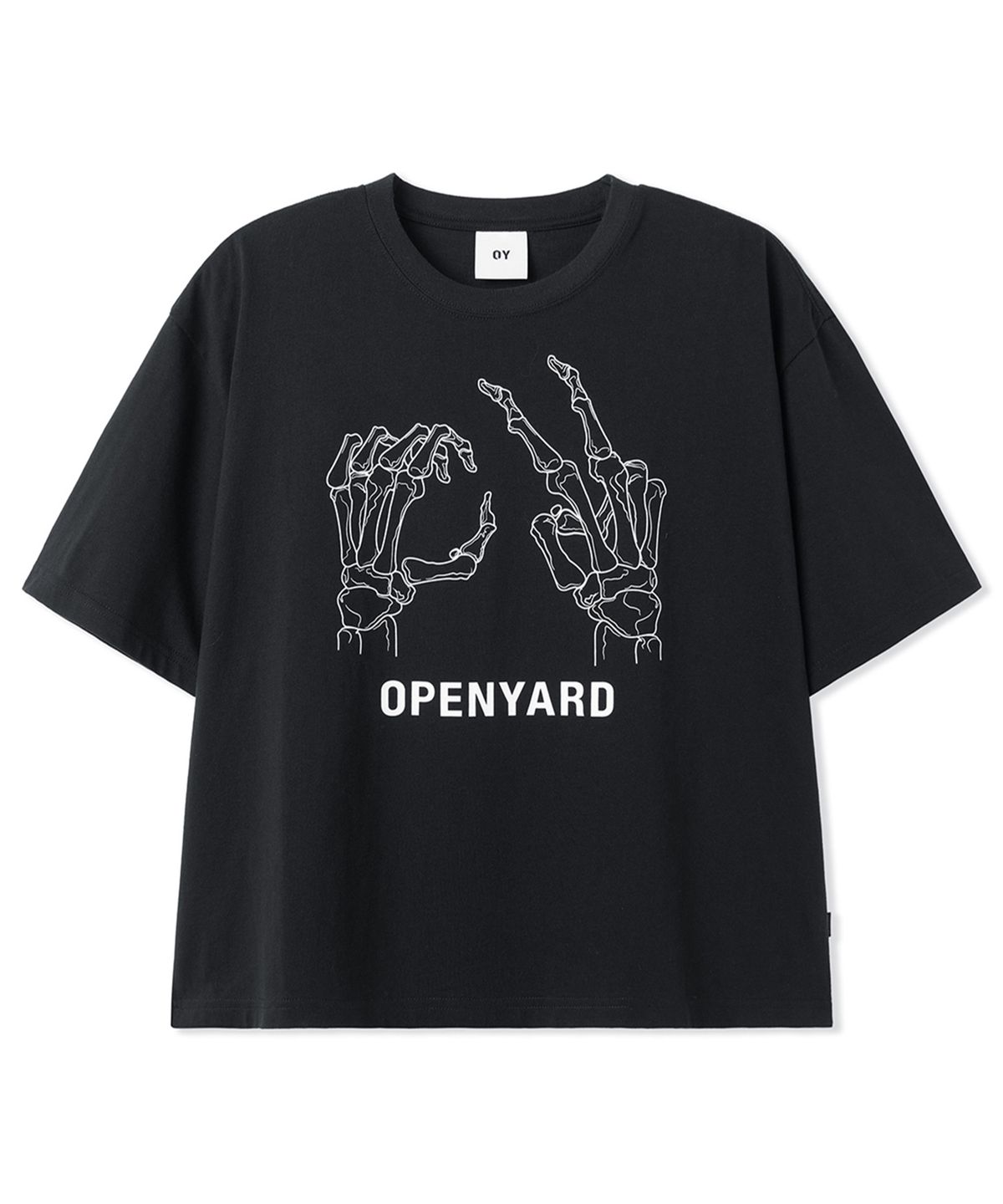 오픈야드(오와이)(OPENYARD(OY)) BONE HAND CROPPED TEE - BLACK