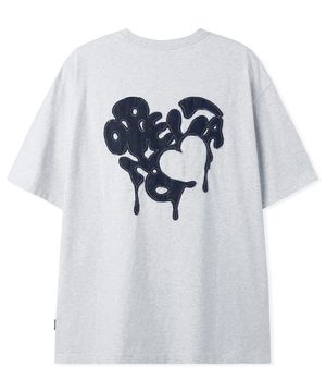 EMBROIDERED HEART TEE - LIGHT MELANGE