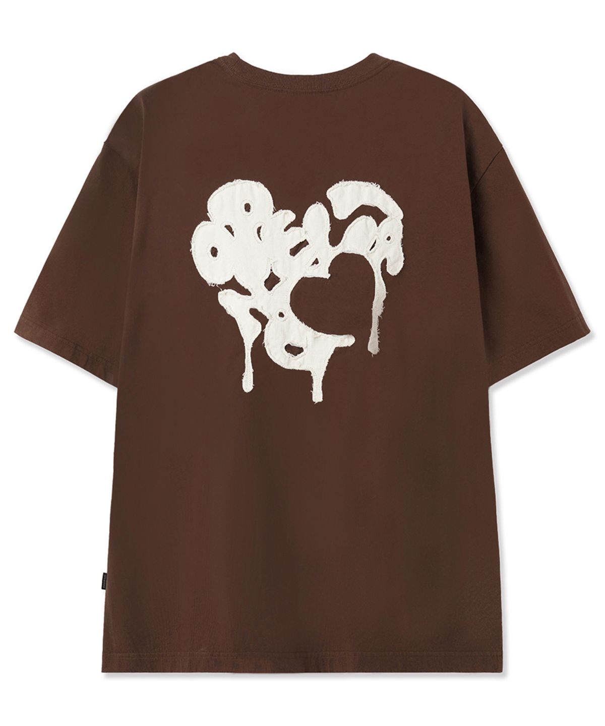 오픈야드(오와이)(OPENYARD(OY)) EMBROIDERED HEART TEE - BROWN