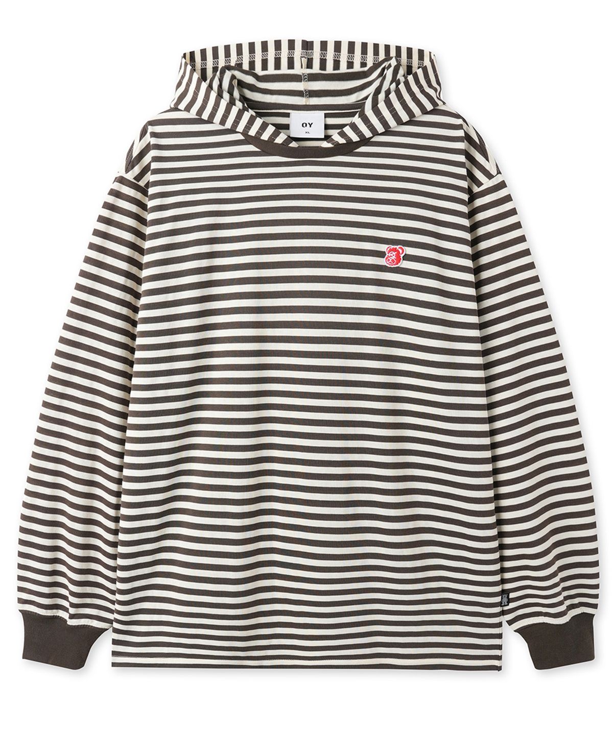 오픈야드(오와이)(OPENYARD(OY)) STRIPE HOODED L/S TEE - BROWN