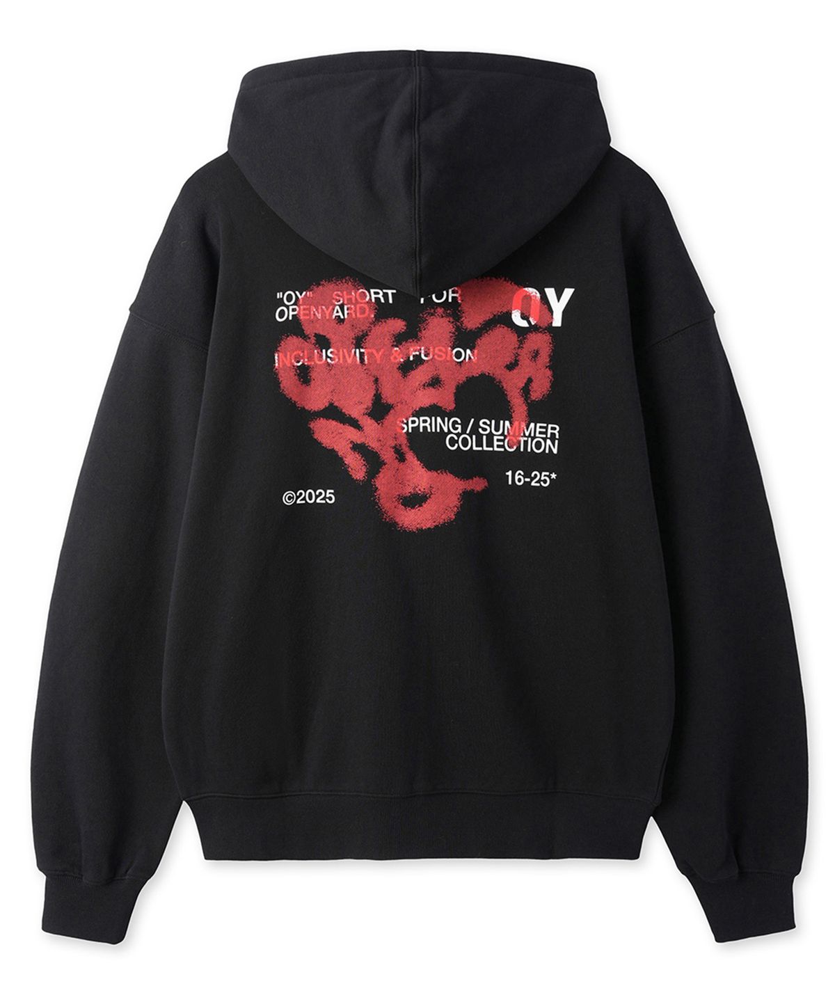 오픈야드(오와이)(OPENYARD(OY)) HEART GRAFFITI SPRAY HOODIE ZIP UP - BLACK