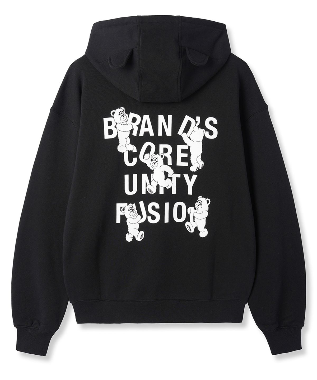 오픈야드(오와이)(OPENYARD(OY)) PLAYFUL ODOLLY EAR HOODIE ZIP UP - BLACK