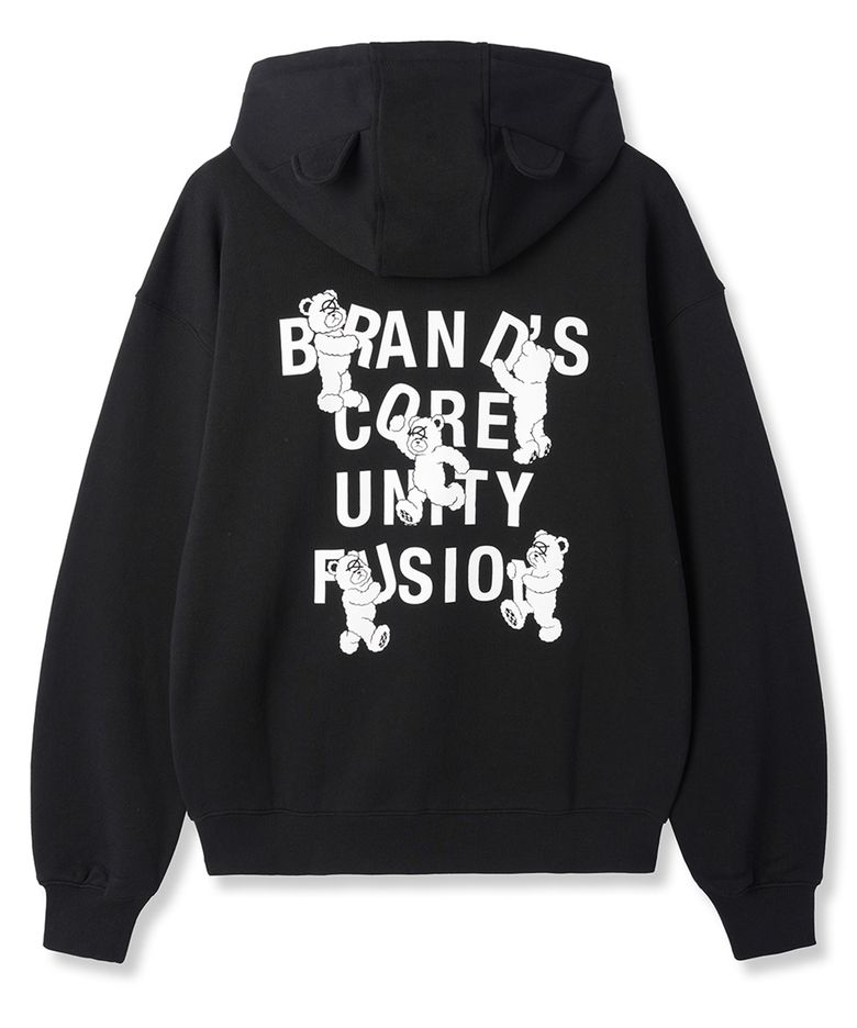 PLAYFUL ODOLLY EAR HOODIE ZIP UP - BLACK