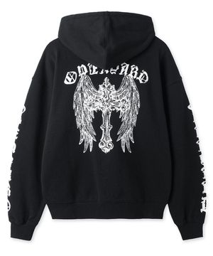 GOTHIC CROSS HOODIE ZIP UP - BLACK