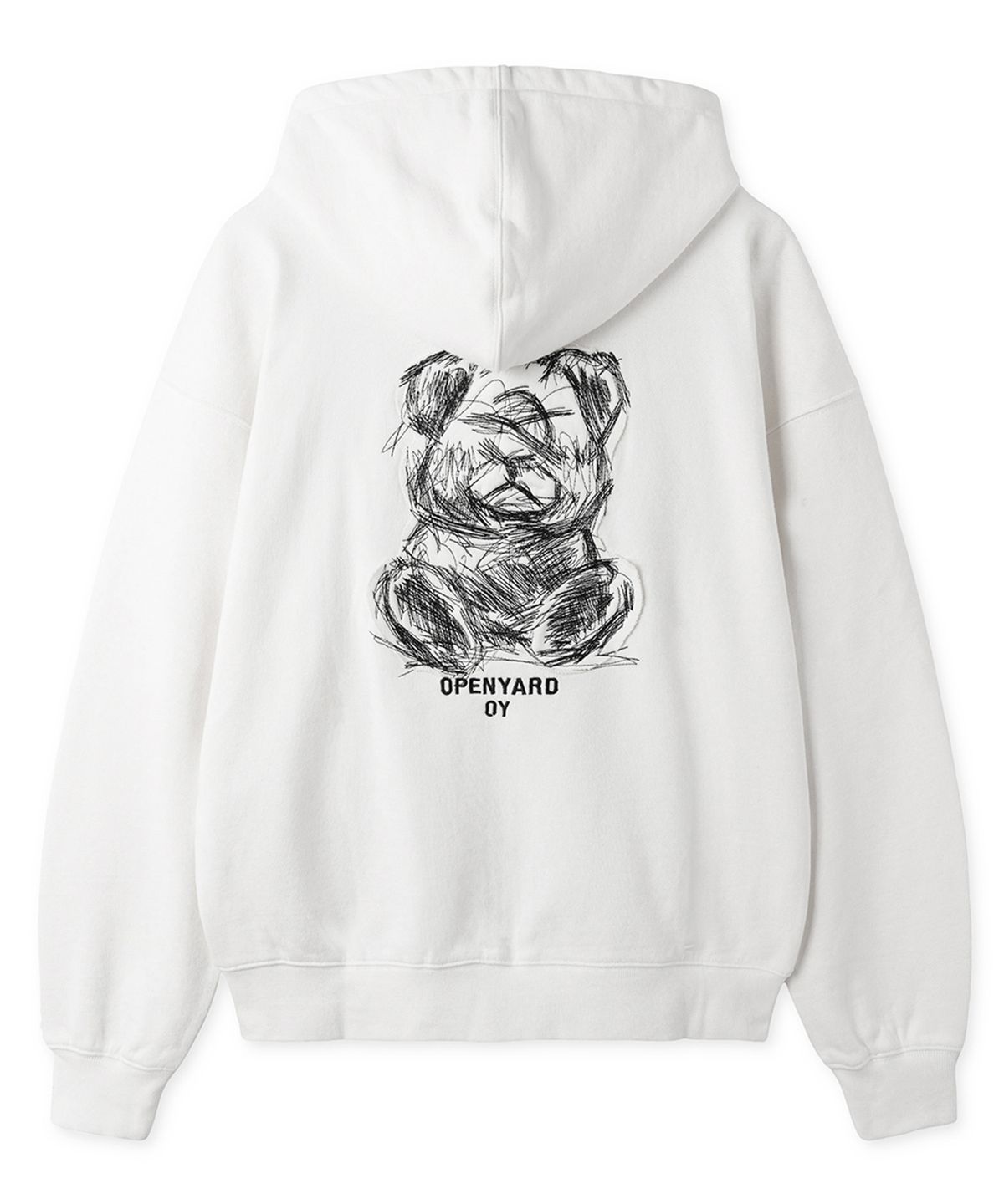오픈야드(오와이)(OPENYARD(OY)) EMBROIDERED SKETCH DOLLY HOODIE ZIP UP - WHITE