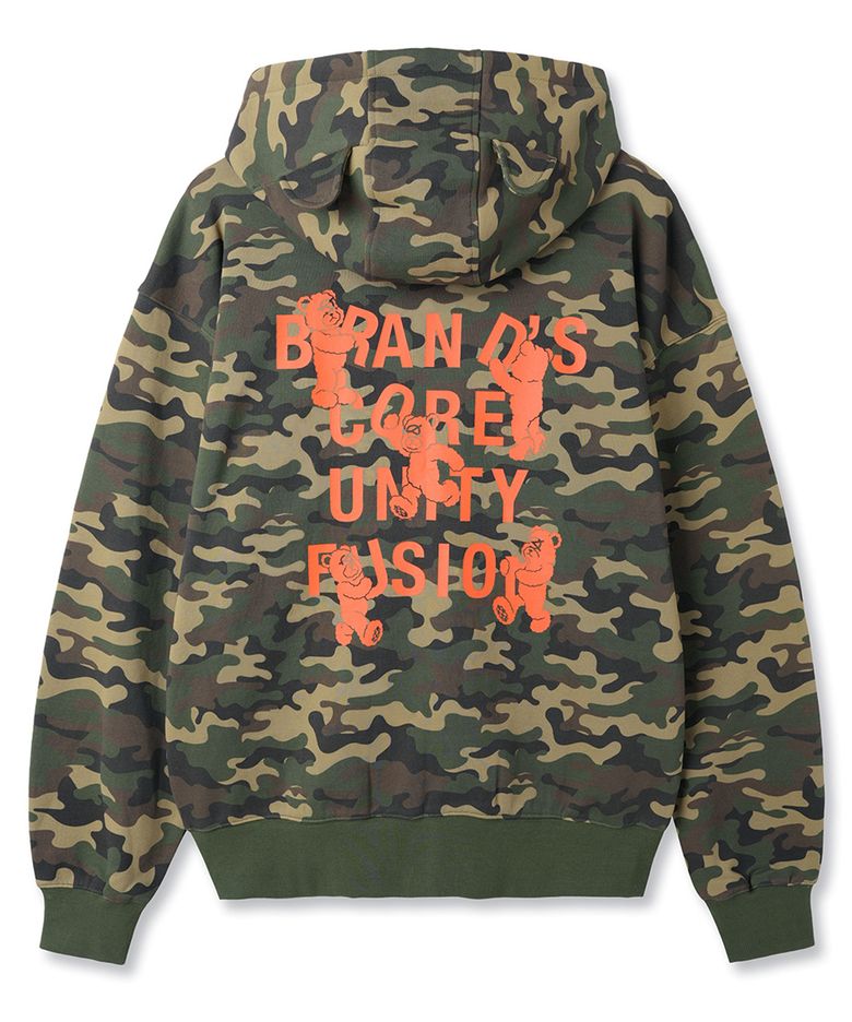 PLAYFUL ODOLLY EAR HOODIE ZIP UP - CAMO