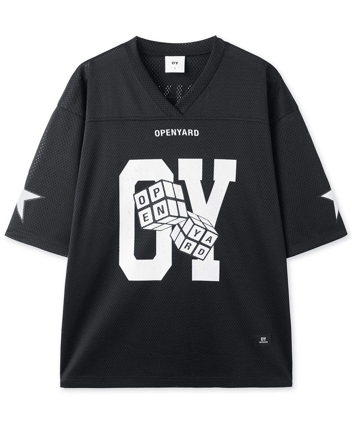 오픈야드(오와이)(OPENYARD(OY)) CUBE MESH FOOTBALL JERSEY - BLACK