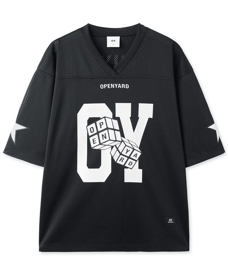 CUBE MESH FOOTBALL JERSEY - BLACK