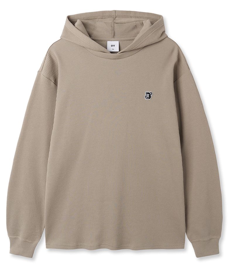 WAFFLE HOODIE L/S TOP - SAND