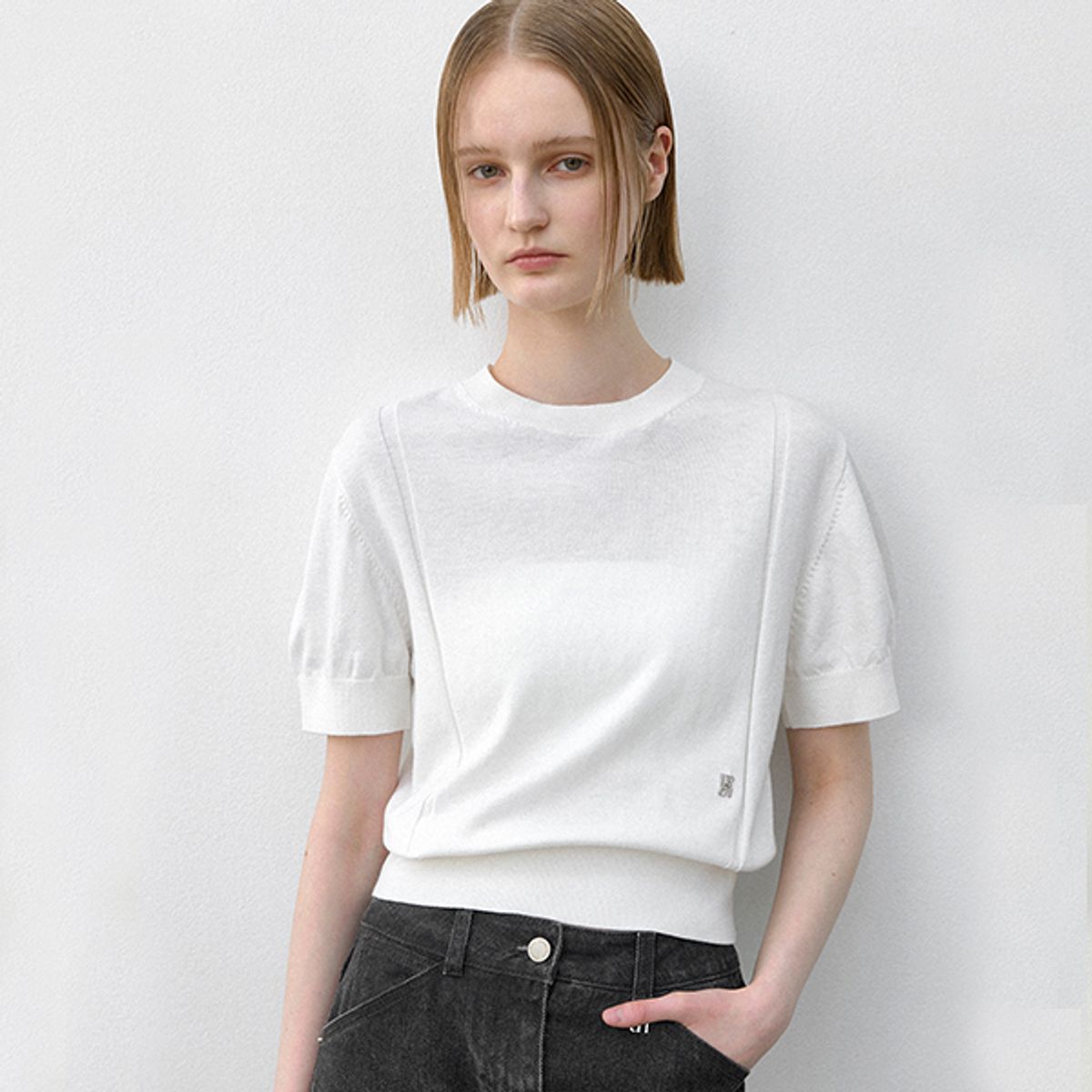 아틀리에 나인(ATELIER NAIN) ESSENTIAL WOOL DAPHNEL HALF SLEEVE KNIT(T-7020)