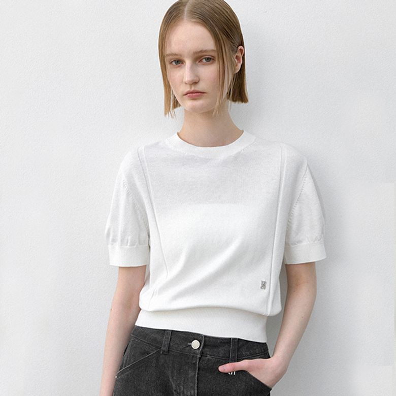 ESSENTIAL WOOL DAPHNEL HALF SLEEVE KNIT(T-7020)