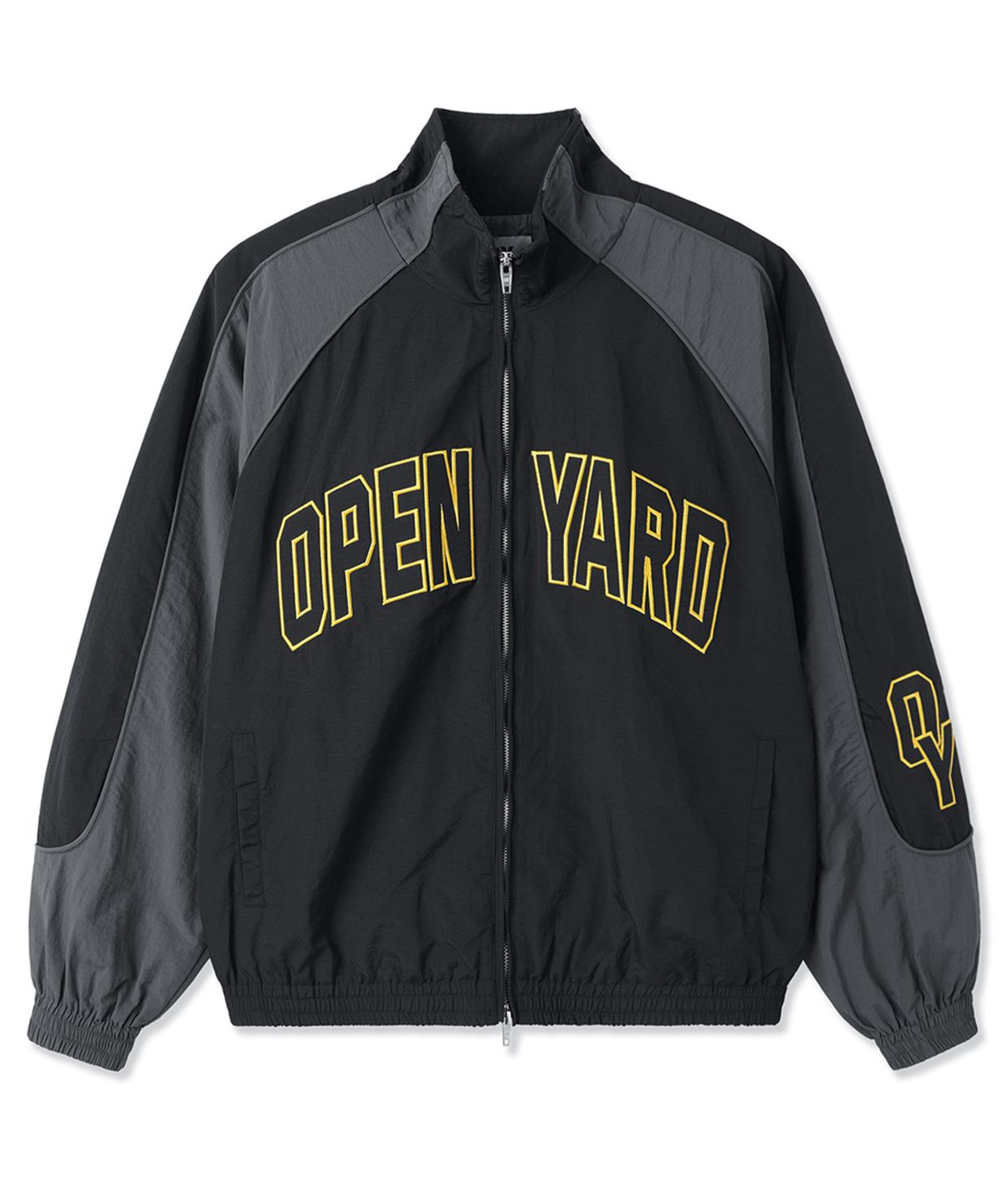 오픈야드(오와이)(OPENYARD(OY)) EMBROIDERED LOGO NYLON TRACK TOP - BLACK