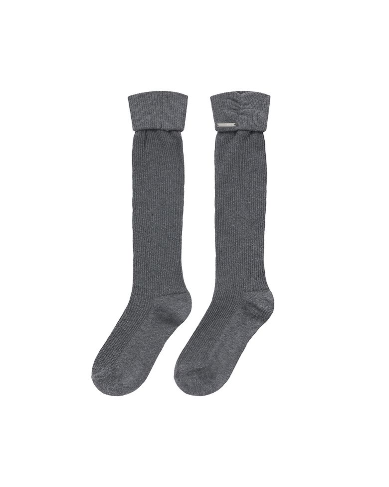 Shirring knee socks CHARCOAL